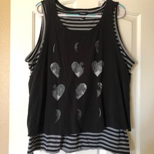 Torrid Shredded Back Heart Stripe Tank
